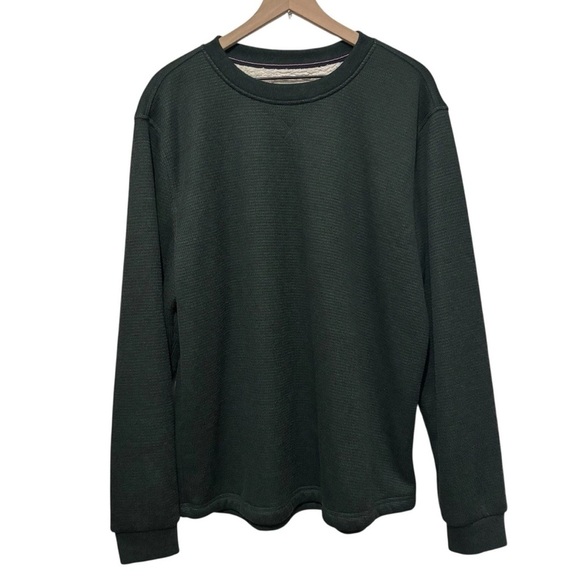 The B.C. Clothing Co. Men’s XL Green Fleece Lined Waffle Knit Thermal Sweatshirt - Picture 1 of 16